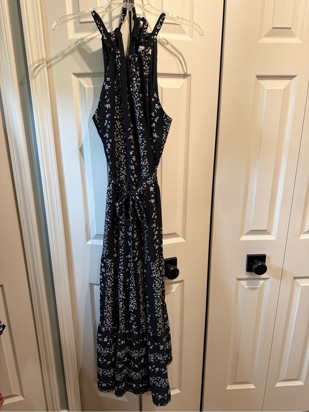 BCBG Black Floral Halter Maxi Dress